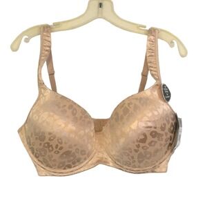 Delta Burke Champagne Animal Print Smooth Cup Bra, Style DB2093 NWT 38D